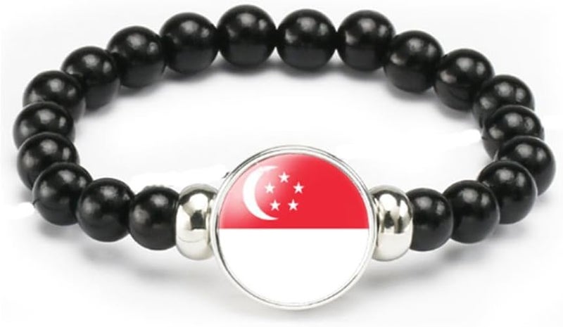 vmcoatdu National Flag Bracelet Elastic Rope Beaded Bracelet Support Your Country Travel Souvenir Gifts for Men Women - Image 1